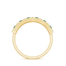 Classic Half Eternity Ring with Emerald and Diamond Emerald - ( AAA ) - Quality - Rosec Jewels