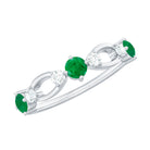 Real Emerald and Diamond Minimal Promise Ring Emerald - ( AAA ) - Quality - Rosec Jewels