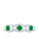 Emerald and Diamond Wedding Anniversary Band Ring Emerald - ( AAA ) - Quality - Rosec Jewels