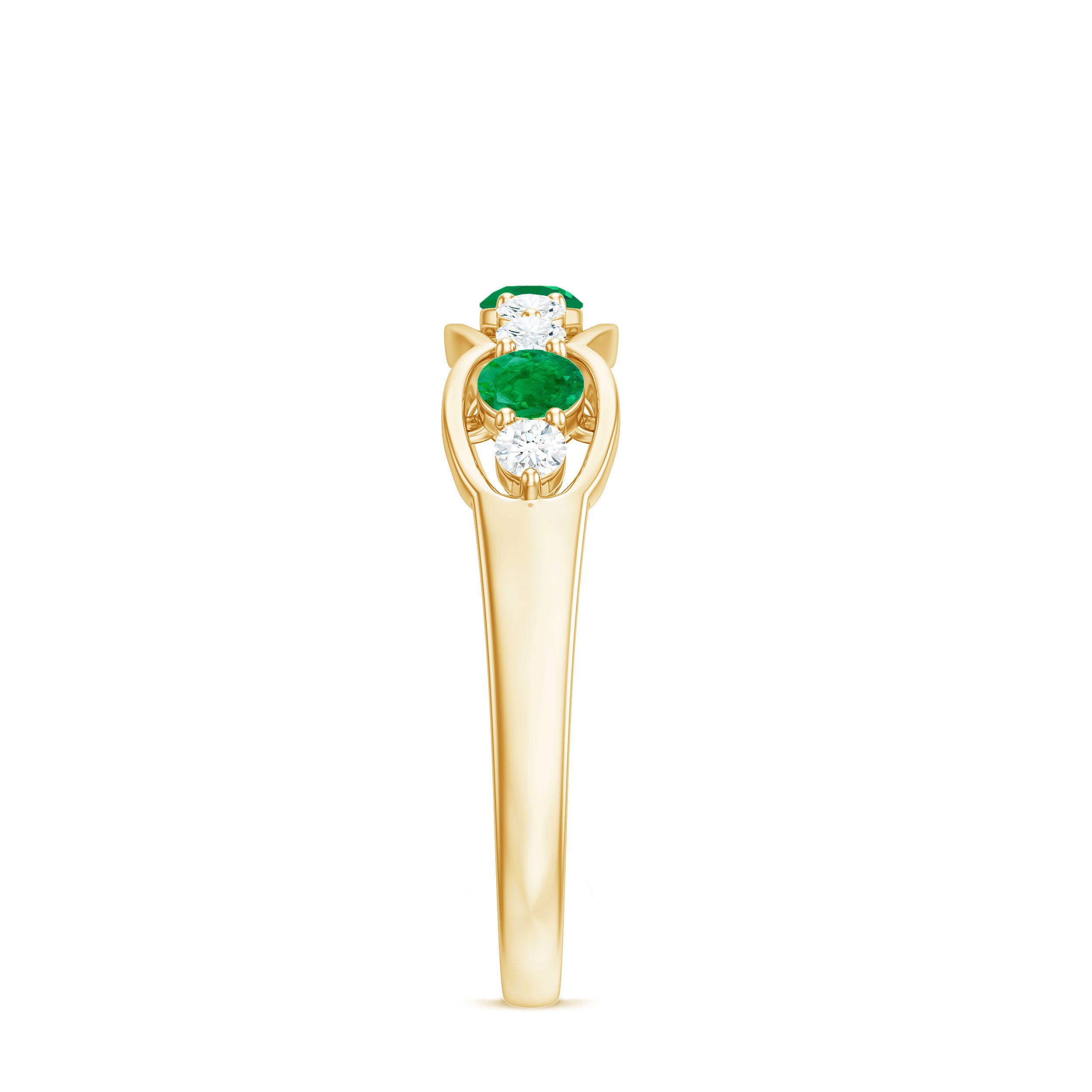 Emerald and Diamond Wedding Anniversary Band Ring Emerald - ( AAA ) - Quality - Rosec Jewels