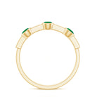 Emerald and Diamond Minimal Half Eternity Band Ring Emerald - ( AAA ) - Quality - Rosec Jewels