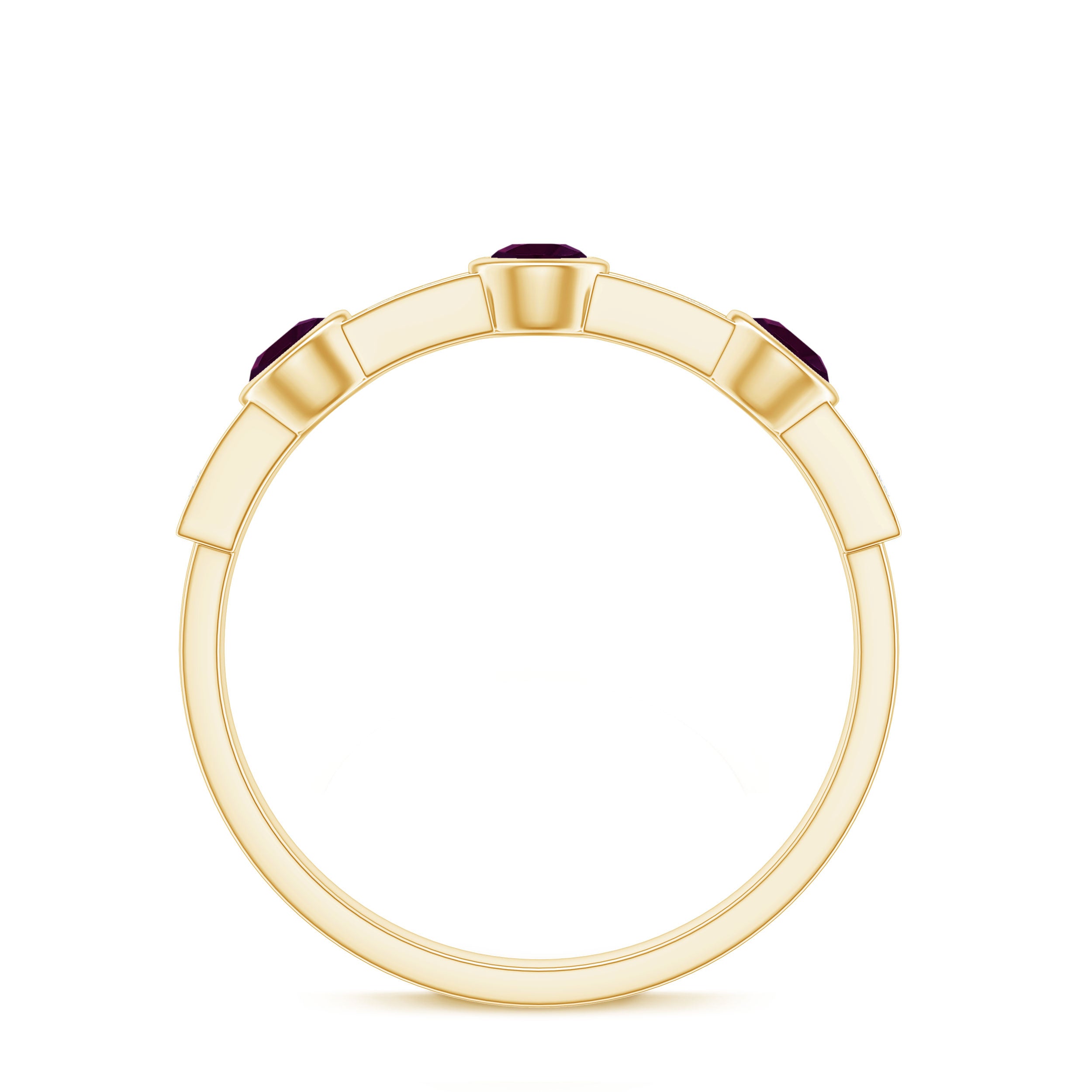 1/2 CT Rhodolite and Diamond Minimal Half Eternity Band Ring Rhodolite - ( AAA ) - Quality - Rosec Jewels