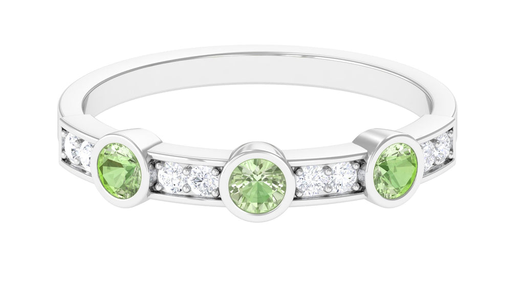 Green Sapphire and Diamond Minimal Half Eternity Ring