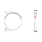 Half Eternity Ring with Rose Quartz and Diamond Rose Quartz - ( AAA ) - Quality - Rosec Jewels