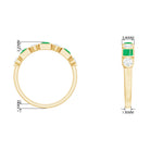 Princess shape Emerald and Diamond Half Eternity Ring Emerald - ( AAA ) - Quality - Rosec Jewels