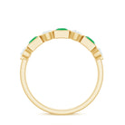 Princess shape Emerald and Diamond Half Eternity Ring Emerald - ( AAA ) - Quality - Rosec Jewels
