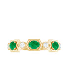 Oval Cut Emerald and Diamond Half Eternity Ring Emerald - ( AAA ) - Quality - Rosec Jewels