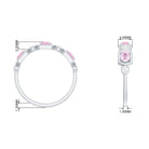 0.50 CT Rose Quartz and Diamond Half Eternity Ring Rose Quartz - ( AAA ) - Quality - Rosec Jewels