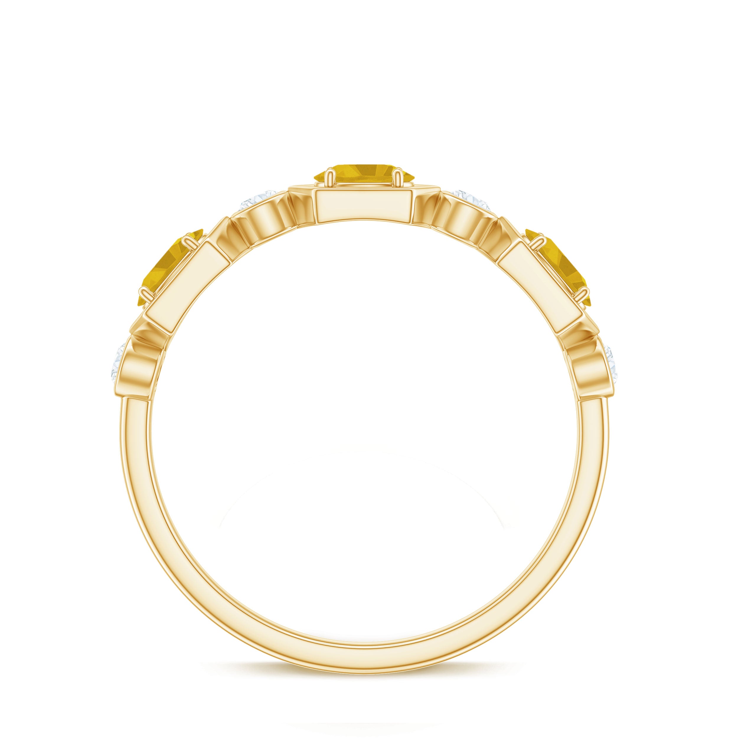Oval Yellow Sapphire Wedding Anniversary Stackable Ring Yellow Sapphire - ( AAA ) - Quality - Rosec Jewels