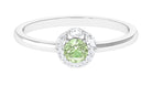 Green Sapphire Minimal Promise Ring with Diamond Halo Green Sapphire - ( AAA ) - Quality - Rosec Jewels