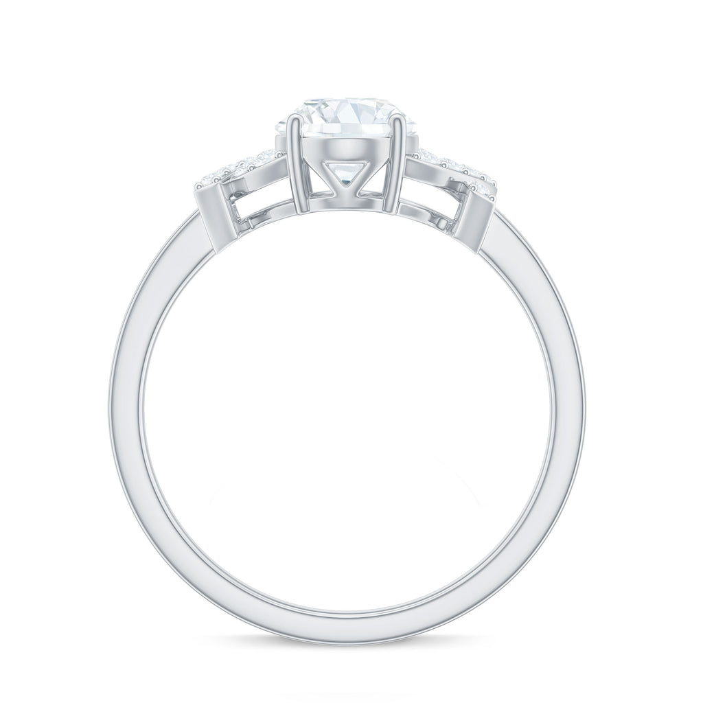 Oval Zircon Solitaire Split Shank Ring Zircon - ( AAAA ) - Quality - Rosec Jewels