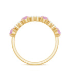 Natural Rose Quartz and Diamond Half Eternity Ring Rose Quartz - ( AAA ) - Quality - Rosec Jewels