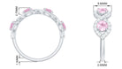 Real Rose Quartz and Diamond Braided Half Eternity Ring Rose Quartz - ( AAA ) - Quality - Rosec Jewels