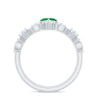 Heart Shape Emerald Ring Set with Diamond Emerald - ( AAA ) - Quality - Rosec Jewels