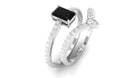 Created Black Diamond and Diamond Bridal Ring Set Lab Created Black Diamond - ( AAAA ) - Quality - Rosec Jewels