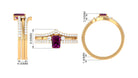 2.25 CT Certified Rhodolite and Diamond Stackable Ring Set Rhodolite - ( AAA ) - Quality - Rosec Jewels