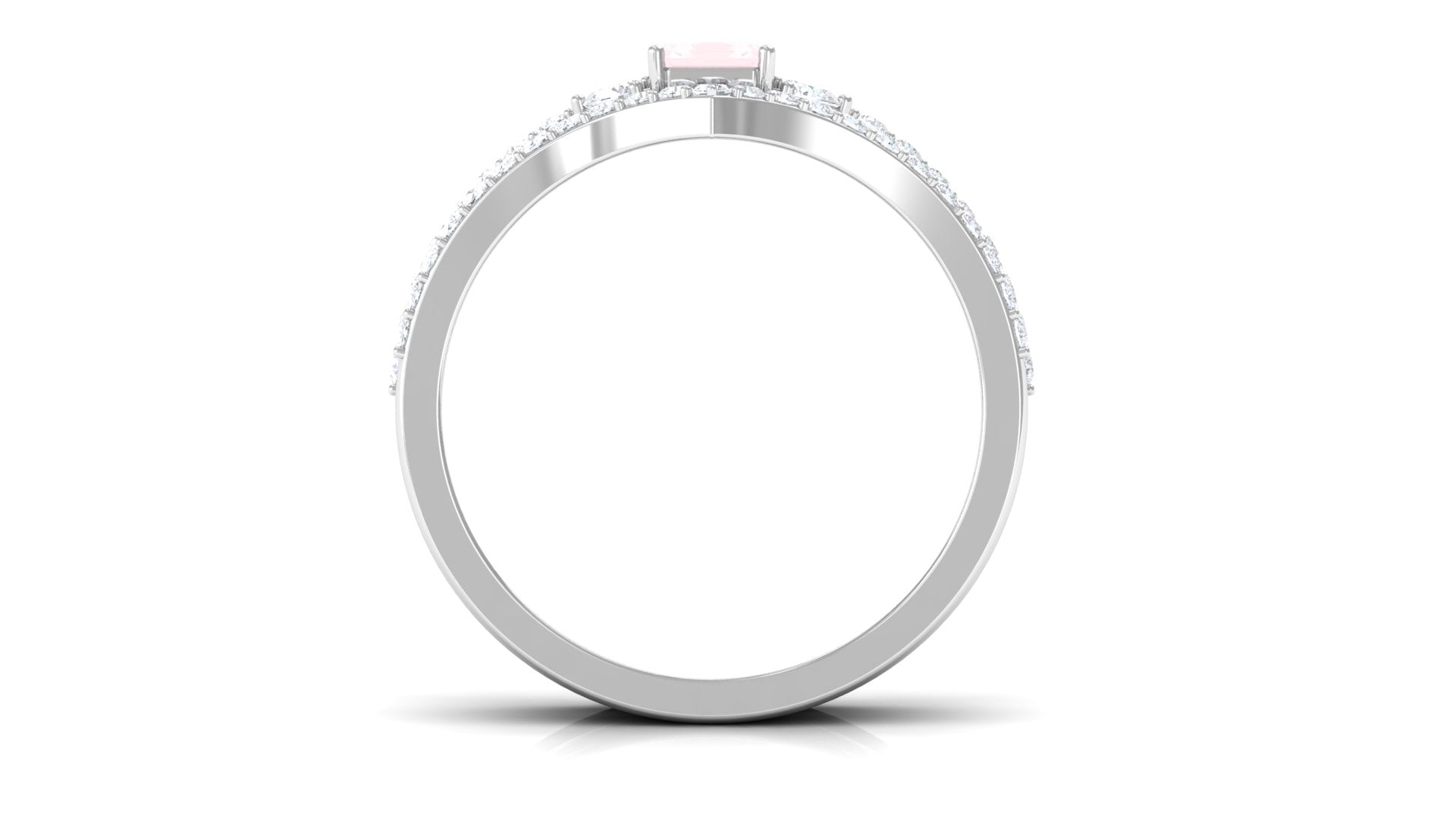 Certified Rose Quartz and Diamond Ring Set Rose Quartz - ( AAA ) - Quality - Rosec Jewels