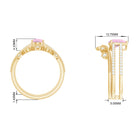 Pear Cut Natural Rose Quartz and Moissanite Wedding Ring Set Rose Quartz - ( AAA ) - Quality - Rosec Jewels