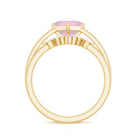 Princess Cut Rose Quartz and Diamond Solitaire Ring Set Rose Quartz - ( AAA ) - Quality - Rosec Jewels