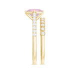 Solitaire Rose Quartz and Diamond Ring Set Rose Quartz - ( AAA ) - Quality - Rosec Jewels