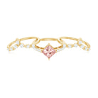 1.75 CT Princess Cut Morganite and Moissanite Trio Wedding Ring Set Morganite - ( AAA ) - Quality - Rosec Jewels