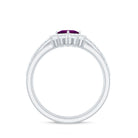 2.25 CT Rhodolite and Moissanite Trio Wedding Ring Set Rhodolite - ( AAA ) - Quality - Rosec Jewels