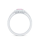 Rose Quartz and Moissanite Trio Wedding Ring Set Rose Quartz - ( AAA ) - Quality - Rosec Jewels