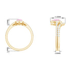 Rose Quartz Designer Teardrop Ring Set with Moissanite Halo Rose Quartz - ( AAA ) - Quality - Rosec Jewels