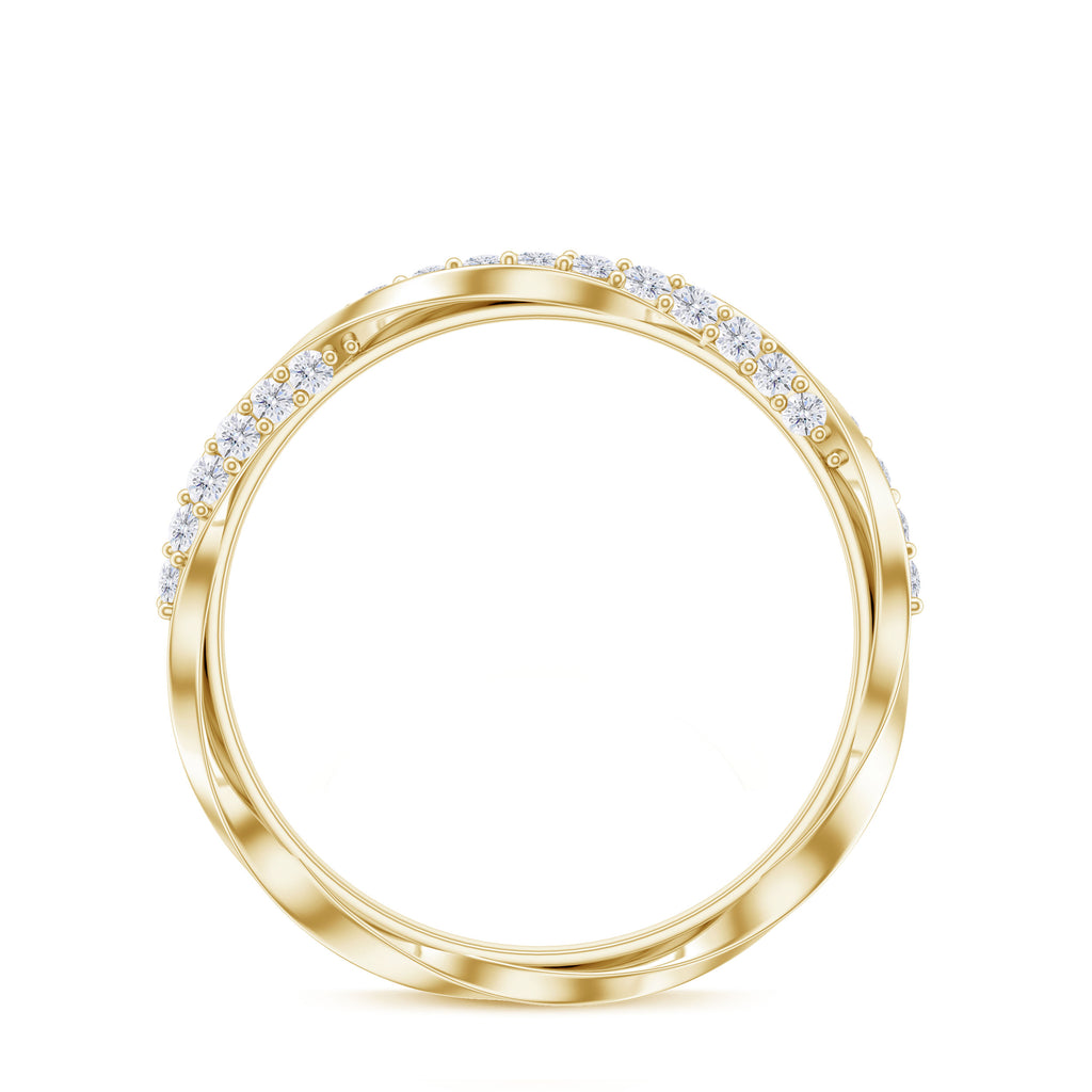 Diamond Gold Twisted Eternity Promise Ring Diamond - ( HI-SI ) - Color and Clarity - Rosec Jewels