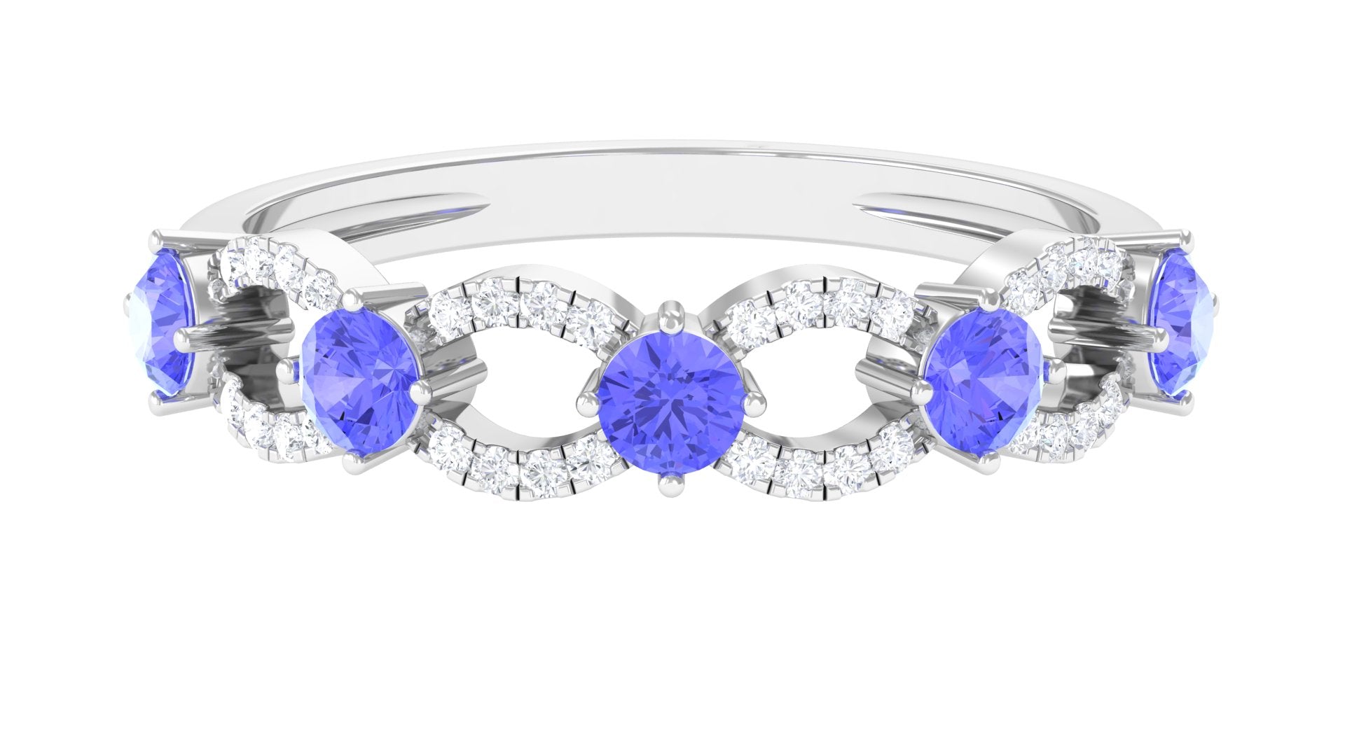 Tanzanite and Diamond Designer Eternity Ring Tanzanite - ( AAA ) - Quality - Rosec Jewels