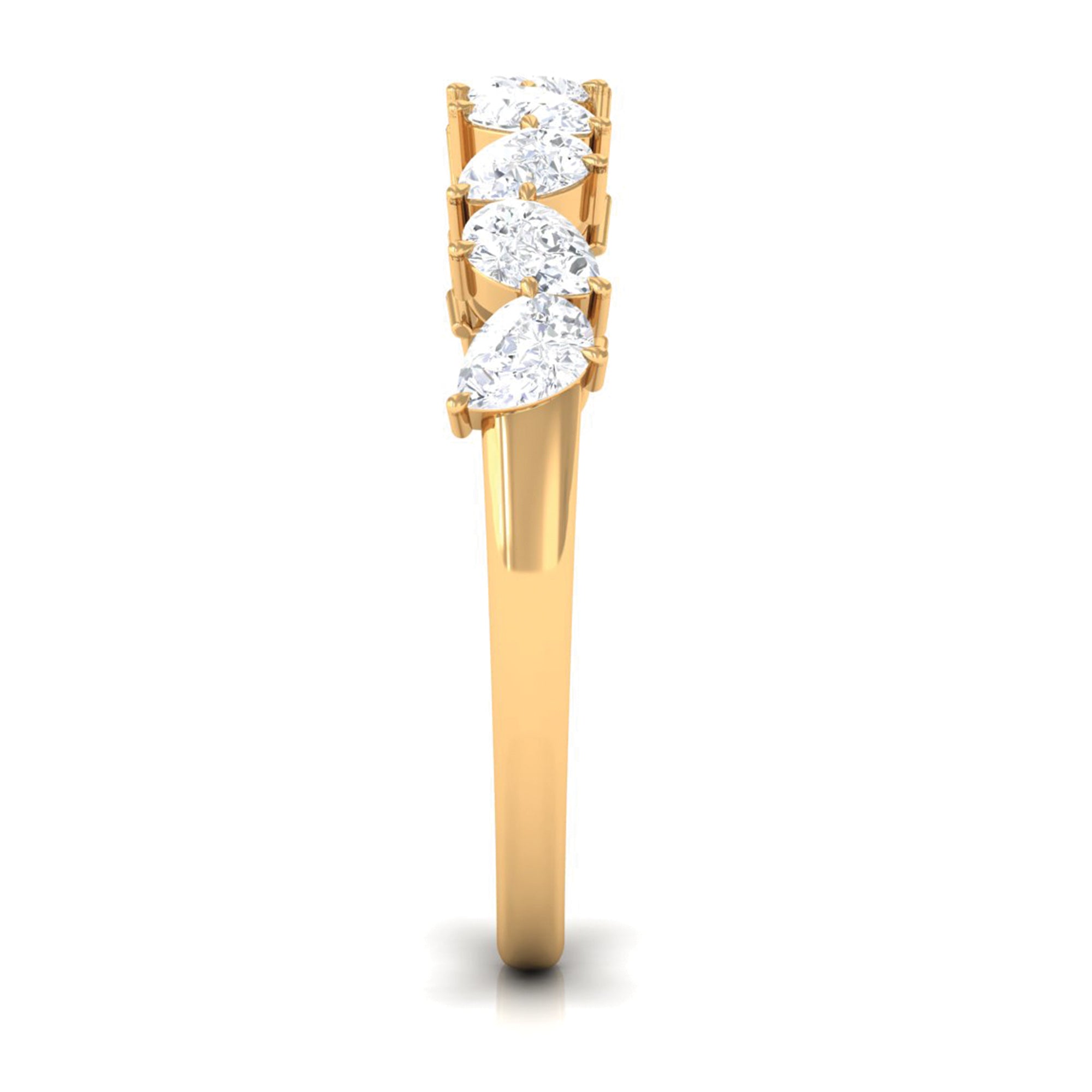Claw Set Pear Cut Diamond Elegant Semi Eternity Ring Diamond - ( HI-SI ) - Color and Clarity - Rosec Jewels