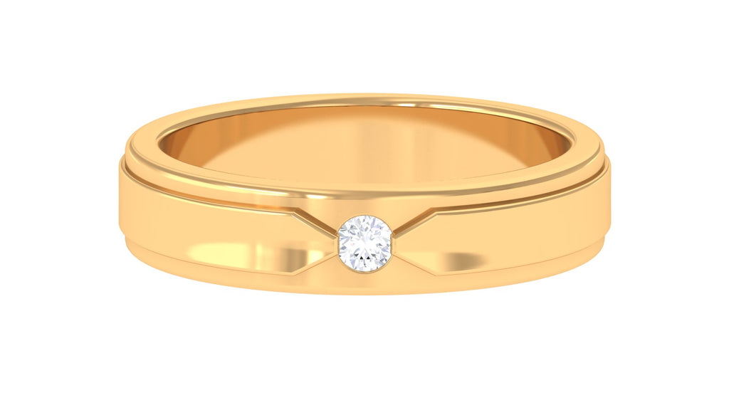 Gold Band Ring with Flush Set Diamond Diamond - ( HI-SI ) - Color and Clarity - Rosec Jewels
