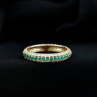 Emerald and Diamond Wedding Band Ring Emerald - ( AAA ) - Quality - Rosec Jewels