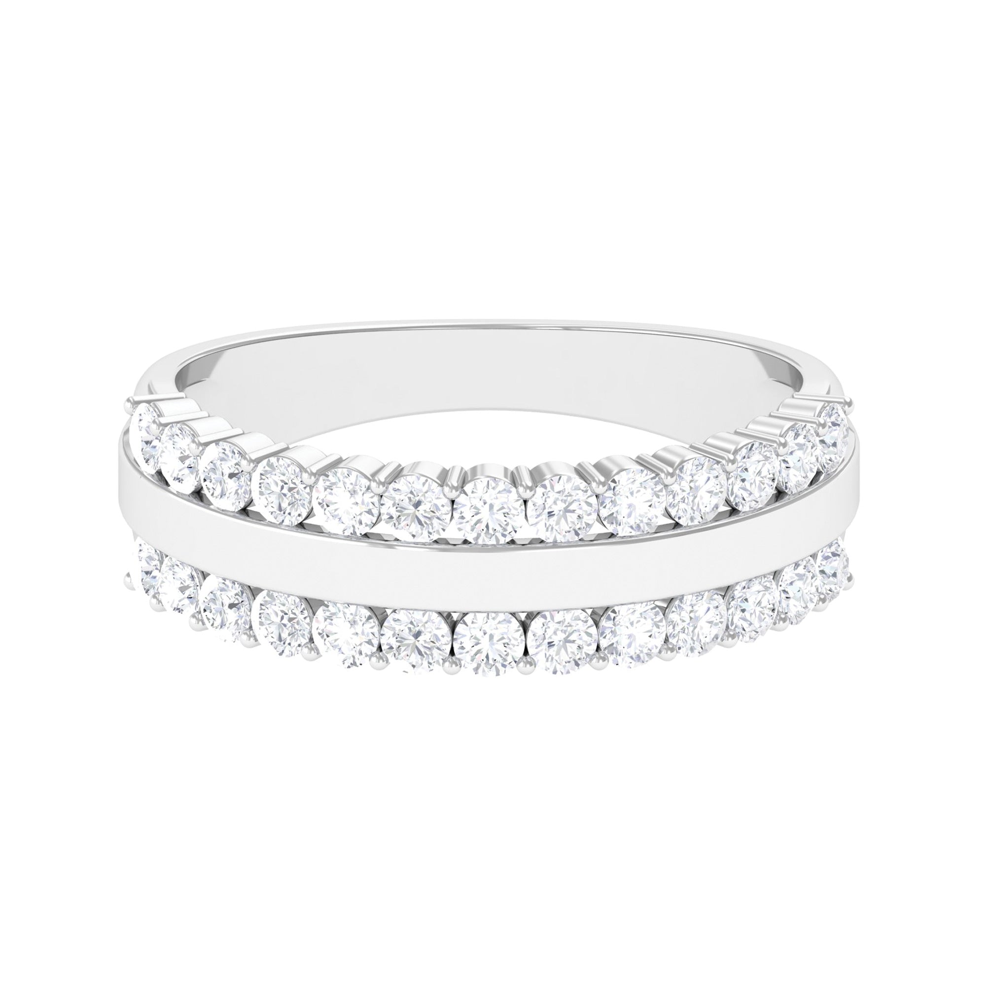 Genuine Diamond Wedding Band in Prong Setting Diamond - ( HI-SI ) - Color and Clarity - Rosec Jewels