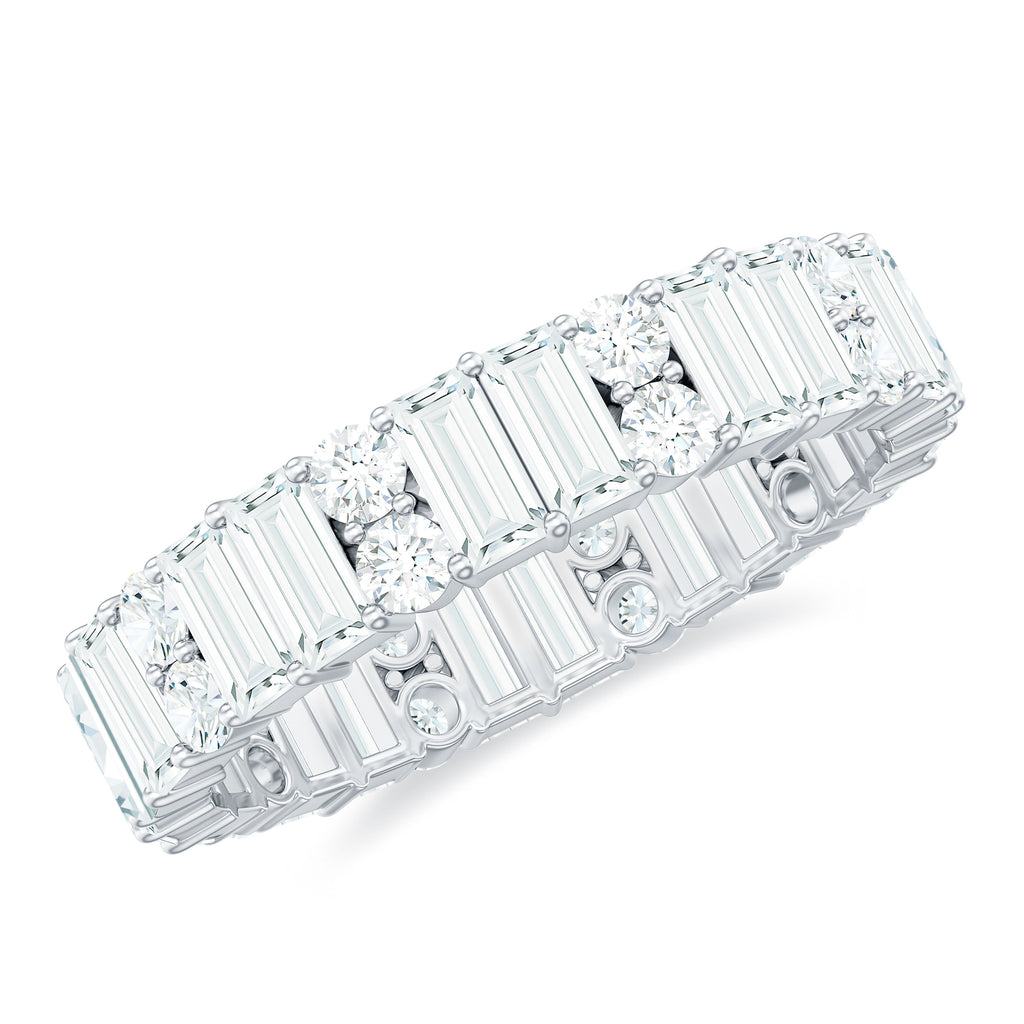 Round and Baguette Cut Moissanite Eternity Anniversary Band