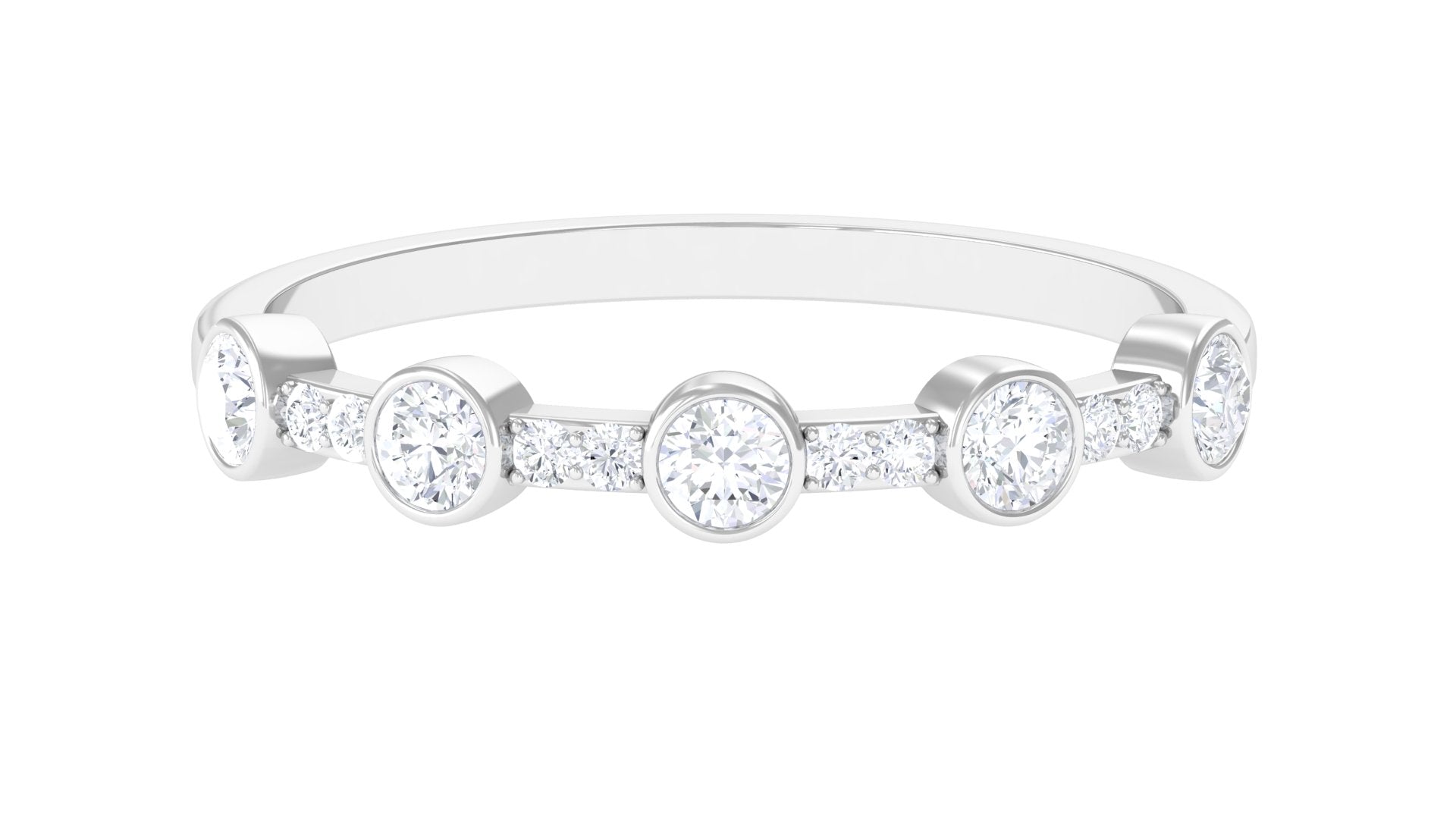 Natural Diamond Simple Half Eternity Ring Diamond - ( HI-SI ) - Color and Clarity - Rosec Jewels