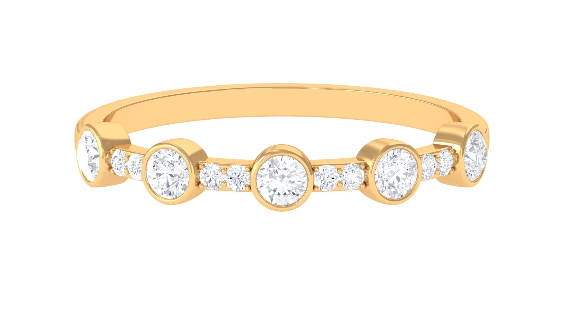Natural Diamond Simple Half Eternity Ring Diamond - ( HI-SI ) - Color and Clarity - Rosec Jewels