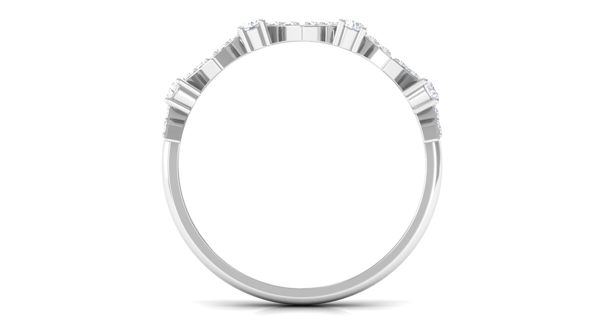 Natural Diamond Designer Half Eternity Ring Diamond - ( HI-SI ) - Color and Clarity - Rosec Jewels