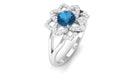London Blue Topaz and Diamond Flower Engagement Ring London Blue Topaz - ( AAA ) - Quality - Rosec Jewels