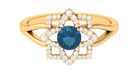 London Blue Topaz and Diamond Flower Engagement Ring London Blue Topaz - ( AAA ) - Quality - Rosec Jewels