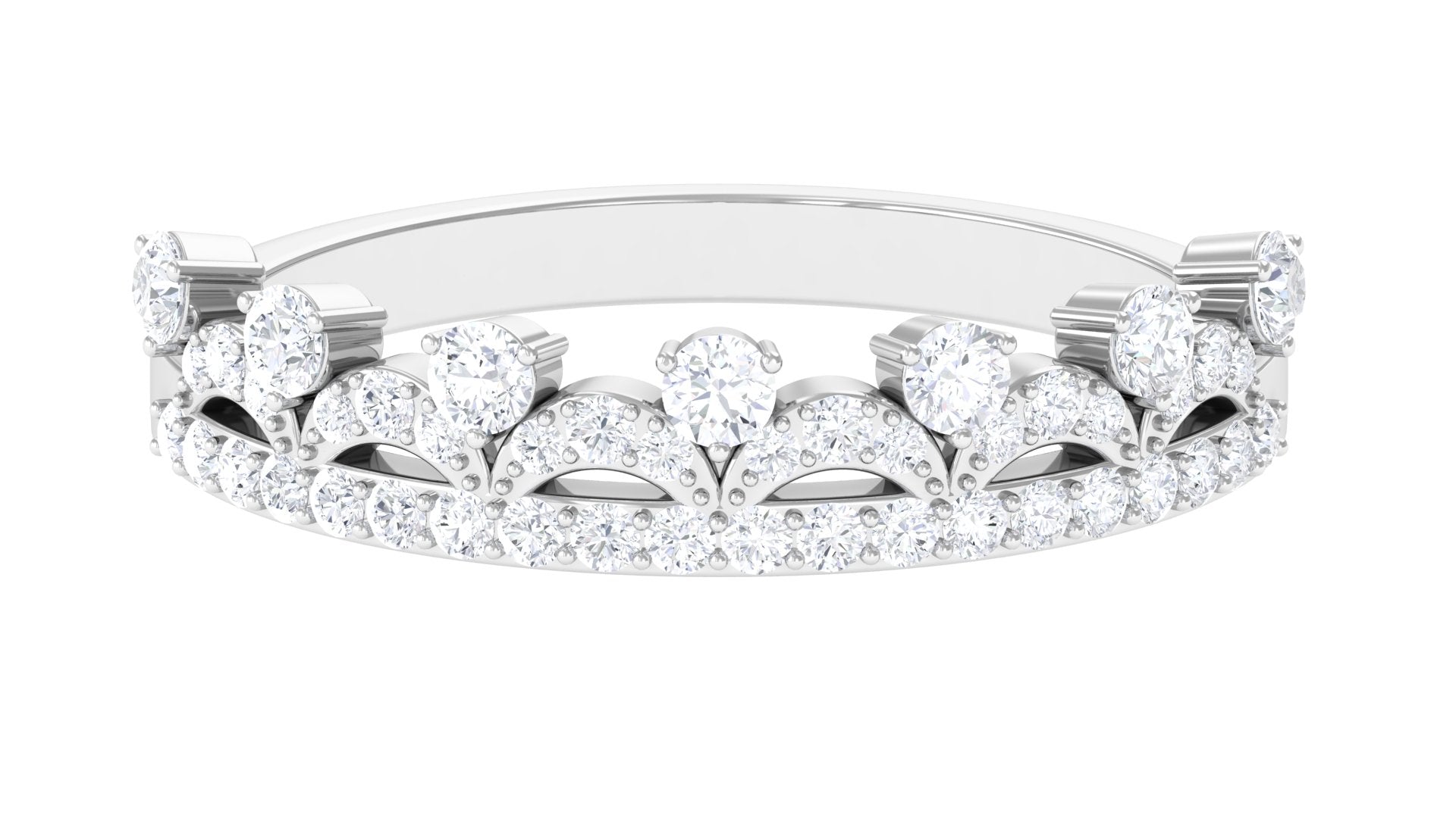 Round Diamond Crown Half Eternity Ring Diamond - ( HI-SI ) - Color and Clarity - Rosec Jewels