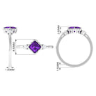 3/4 CT Princess Cut Amethyst Designer Engagement Ring with Diamond Amethyst - ( AAA ) - Quality - Rosec Jewels