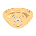Certified Zircon Taurus Zodiac Signet Ring Zircon - ( AAAA ) - Quality - Rosec Jewels