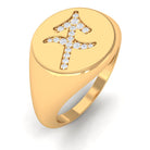 Zircon Sagittarius Zodiac Signet Unisex Ring Zircon - ( AAAA ) - Quality - Rosec Jewels