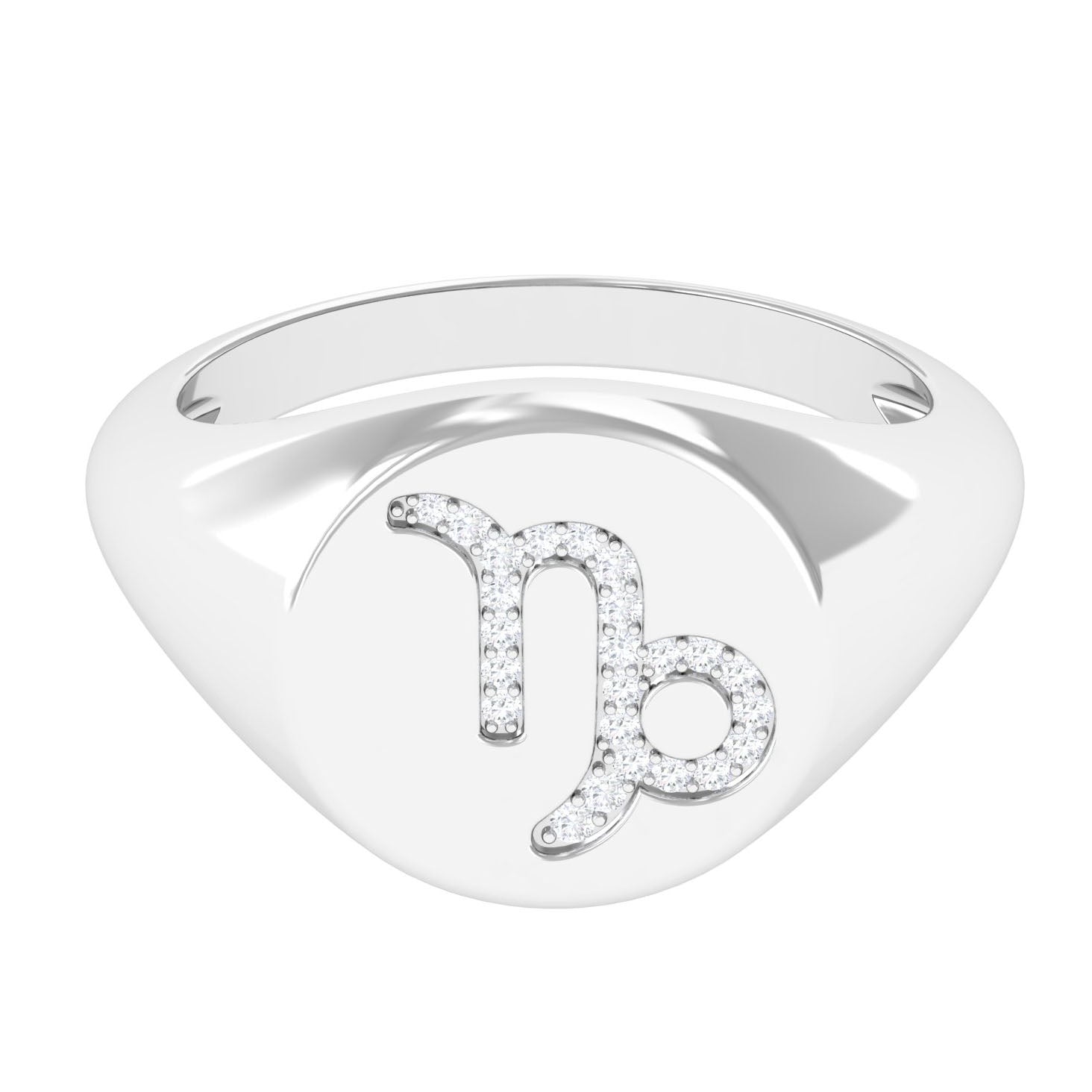 Certified CZ Zodiac Capricorn Signet Unisex Ring Zircon - ( AAAA ) - Quality - Rosec Jewels