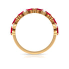 Baguette Cut Ruby and Moissanite Half Eternity Ring Ruby - ( AAA ) - Quality - Rosec Jewels