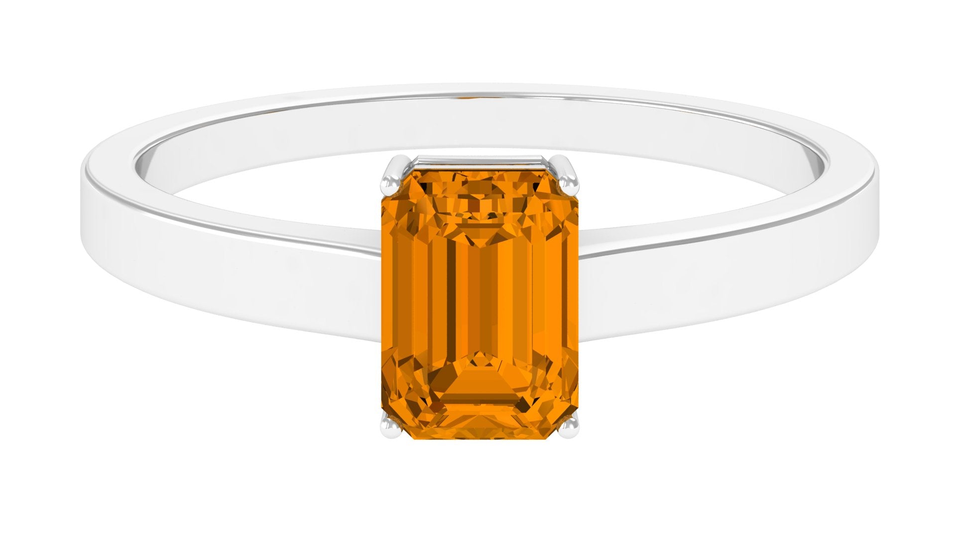 Octagon Cut Citrine Solitaire Ring Citrine - ( AAA ) - Quality - Rosec Jewels