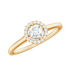 Certified Moissanite Halo Promise Ring in Gold Moissanite - ( D-VS1 ) - Color and Clarity - Rosec Jewels