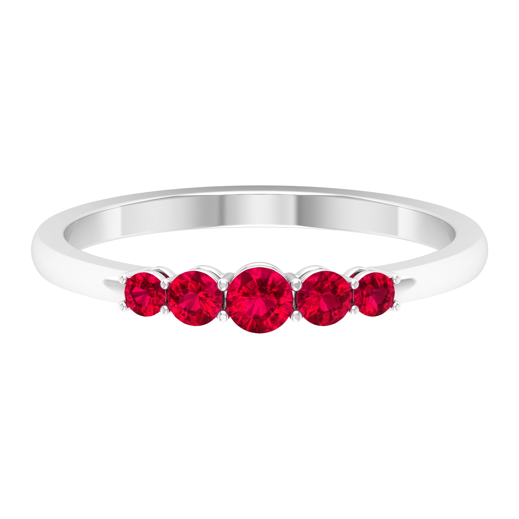 Classic Ruby 5 Stone Graduated Promise Ring in Gold Ruby - ( AAA ) - Quality - Rosec Jewels