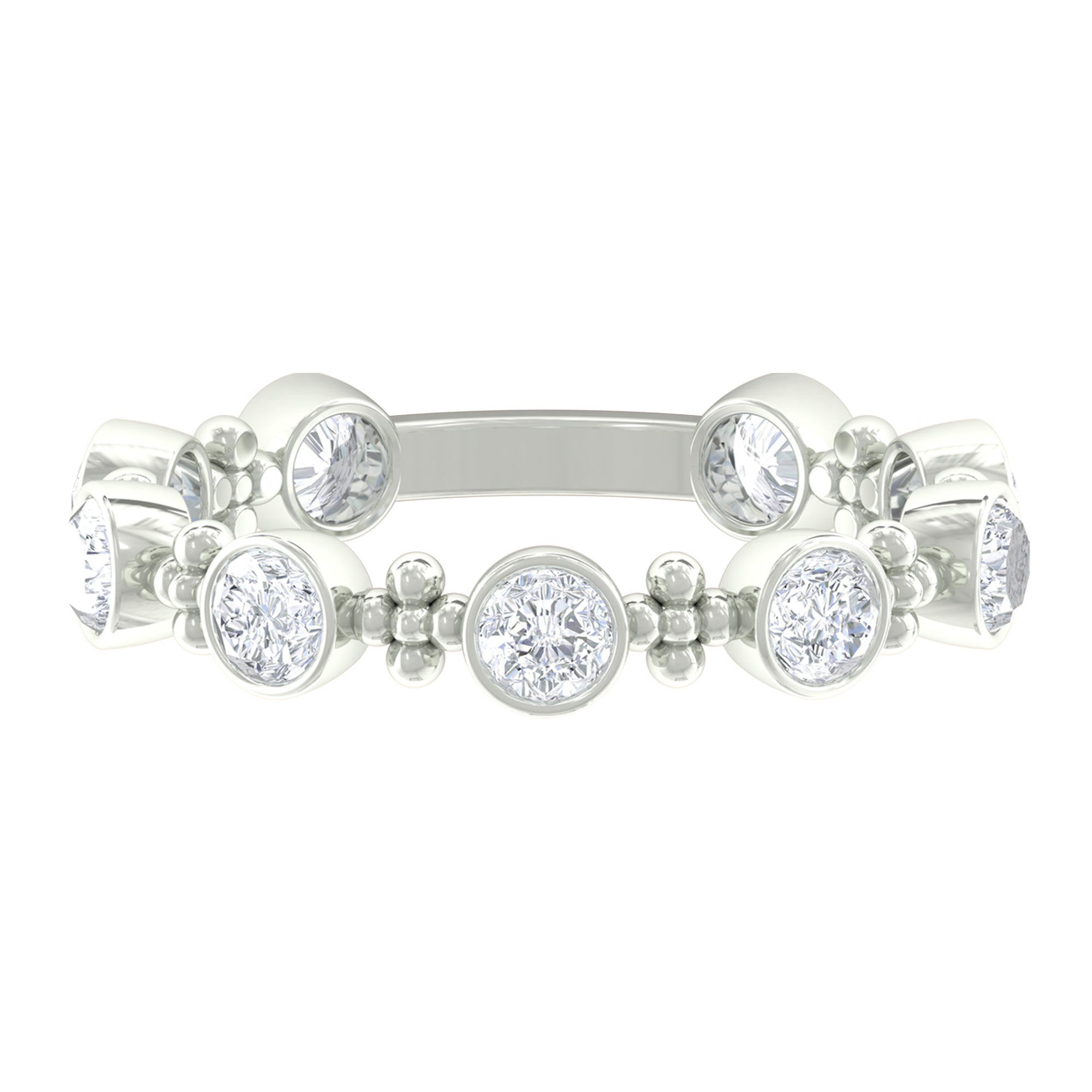 Amazing Moissanite Stackable Ring in Bezel Setting Moissanite - ( D-VS1 ) - Color and Clarity - Rosec Jewels